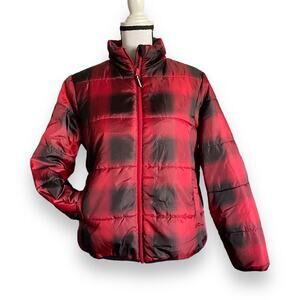 Universal Thread Buffalo Plaid Puffer Jacket Sz Women’s S Red Black